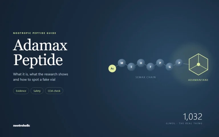 Adamax peptide featured image: Semax chain with an adamantane group, 1,032 g/mol