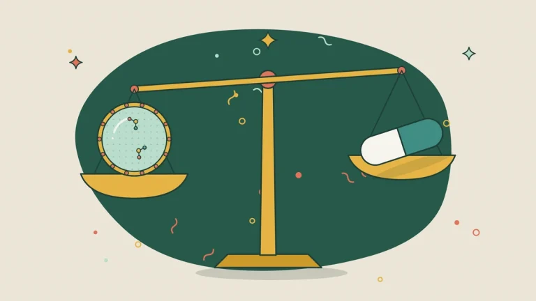 Liposomal glutathione vs NAC: a balance scale weighing a liposome against a NAC capsule